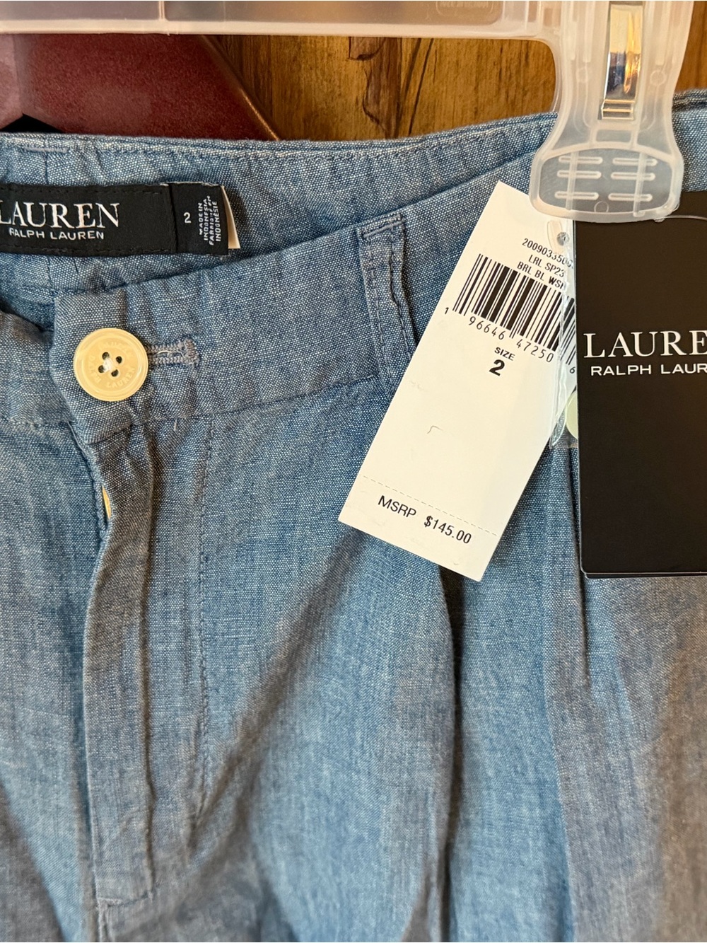 Lauren Ralph Lauren Woman’s chambray Relaxed Jeans in Light Blue, with jacket